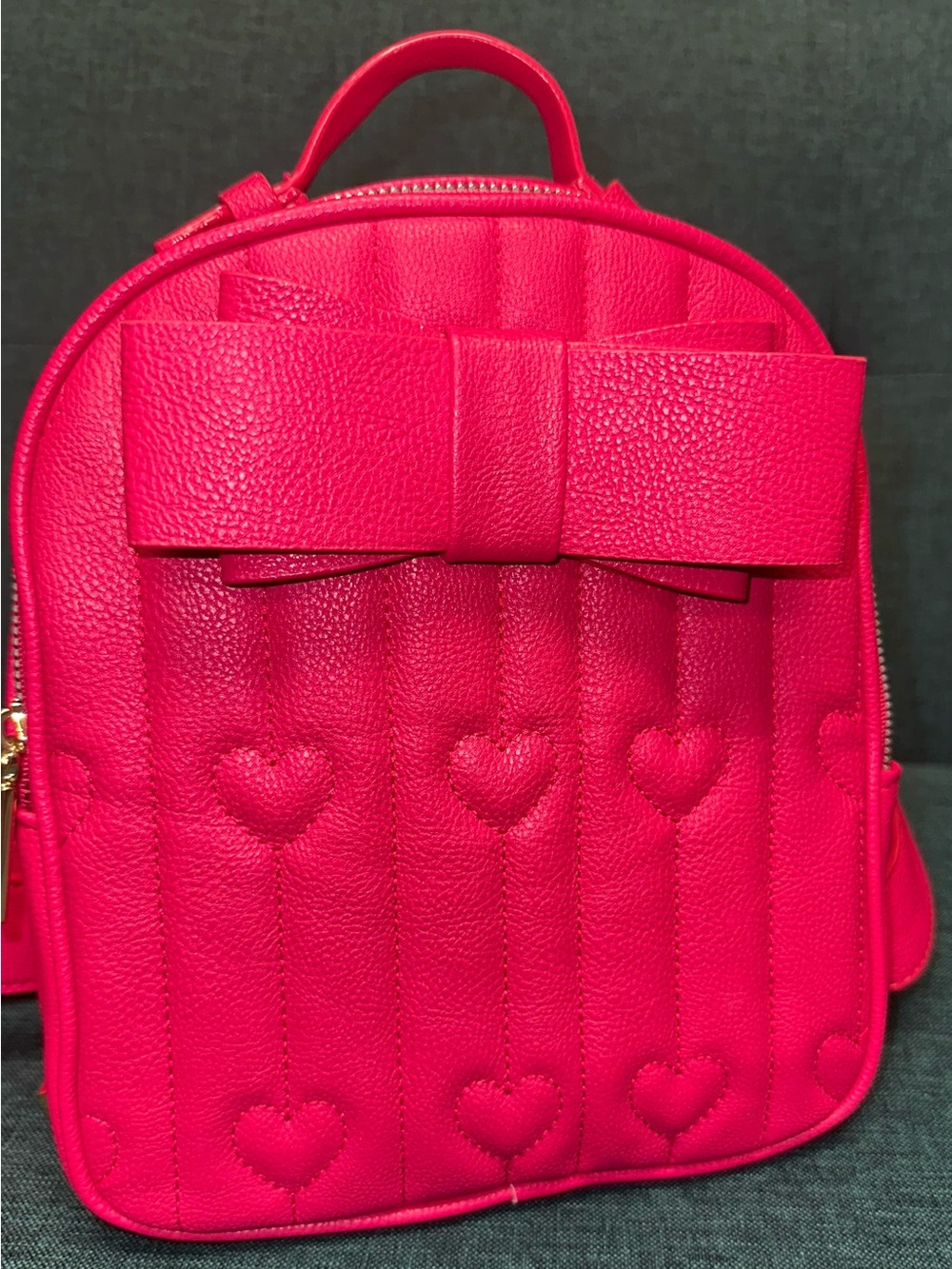 Betsey Johnson Hot Pink Quilted Mini Backpack Big Bow Accent NWOT